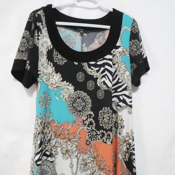 STUDIO By Tiana B | large | Vibrant Colorful Patterned Short Sleeve Dress - Picture 6 of 14